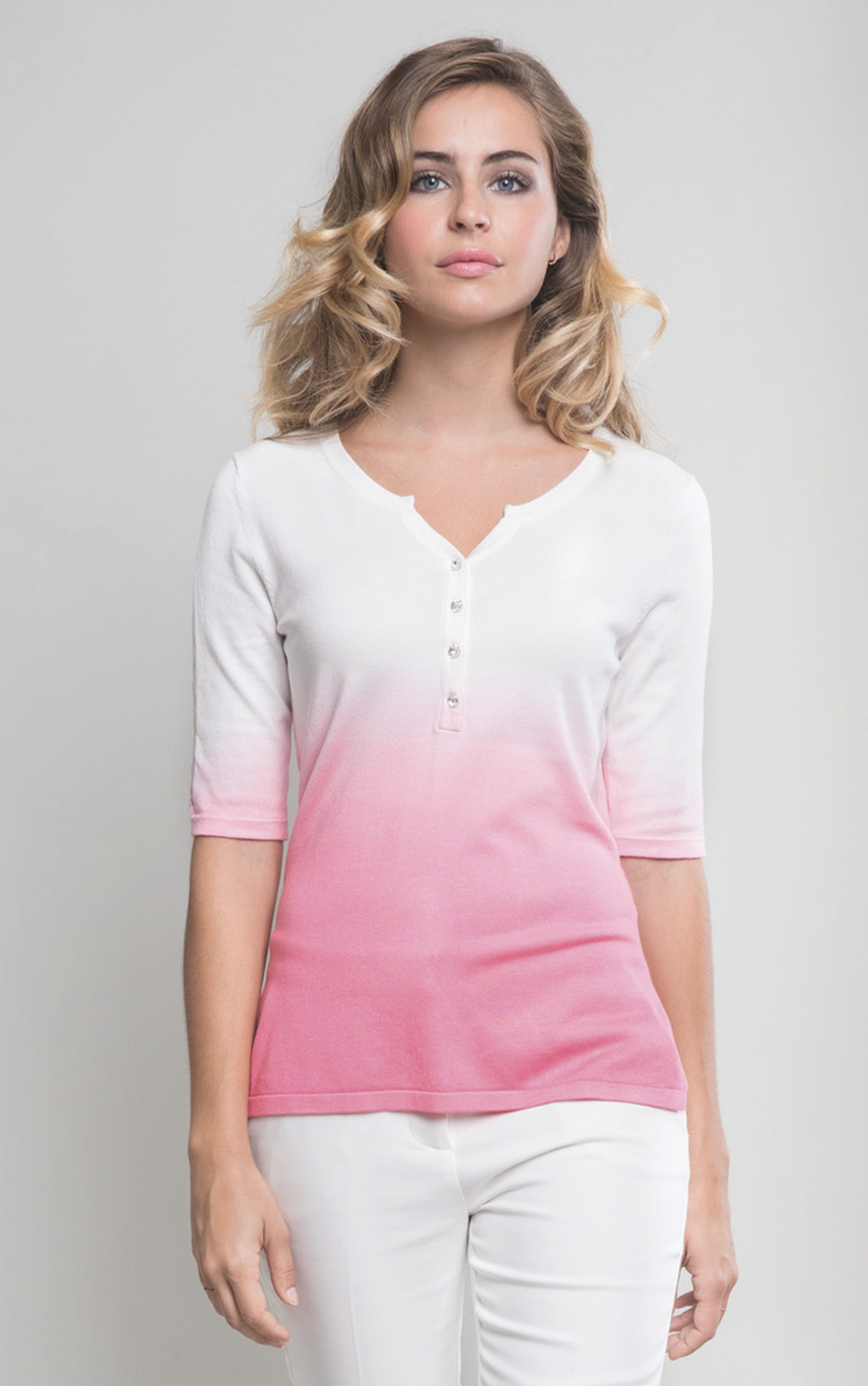 Passioni Kurzarmpullover mit Farbverlauf und Swarovski Steinen günstig online kaufen
