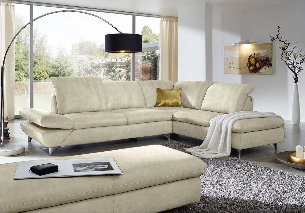 W.SCHILLIG Ecksofa Taoo, elegant und zeitlos, bequem, L-Form, Breite 296cm, mit Sitziefenverstellung & Kopfteilverstellung
