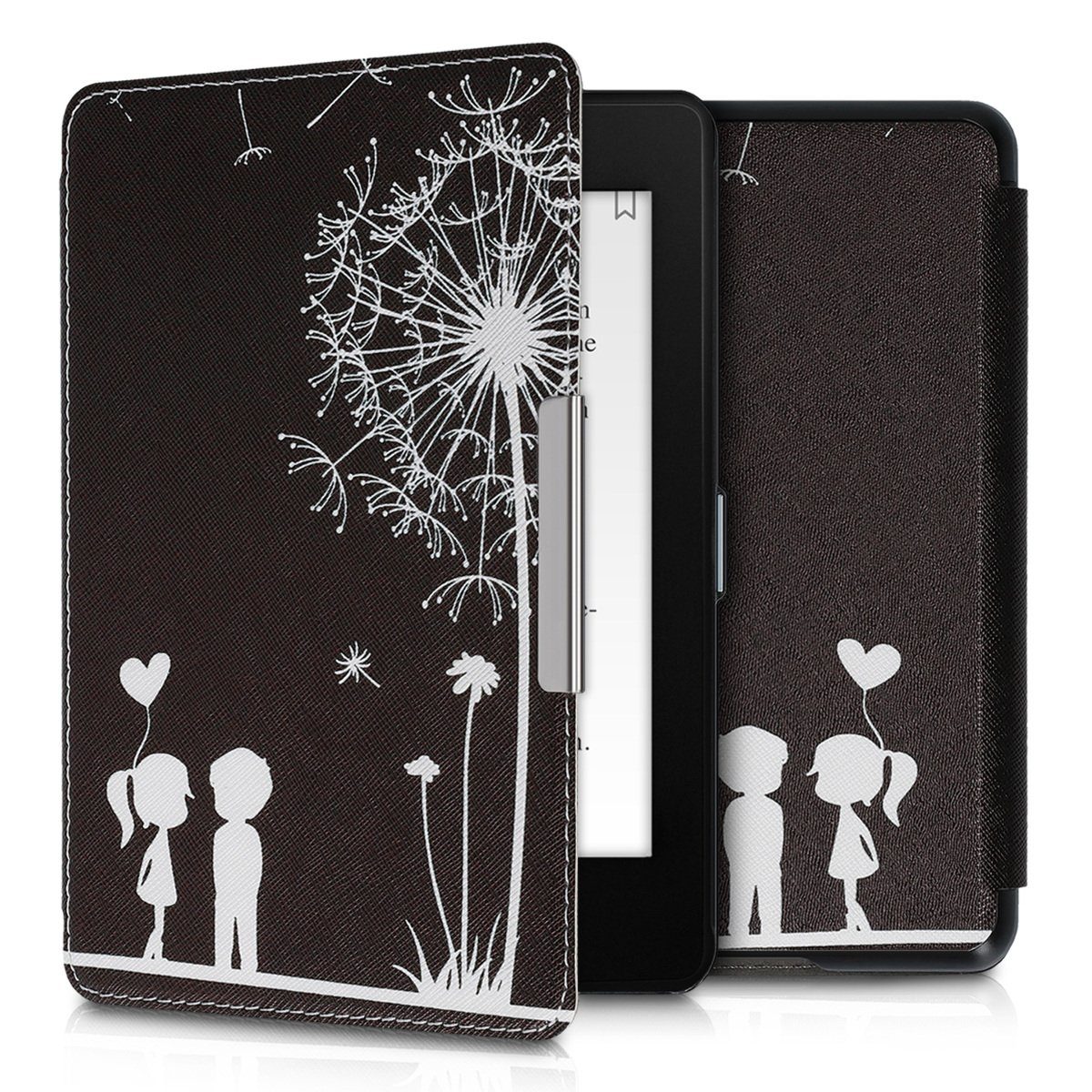 Kwmobile Kindle Paperwhite Case - Book Style Felt Cover For 2017 & Older Models Light Grey