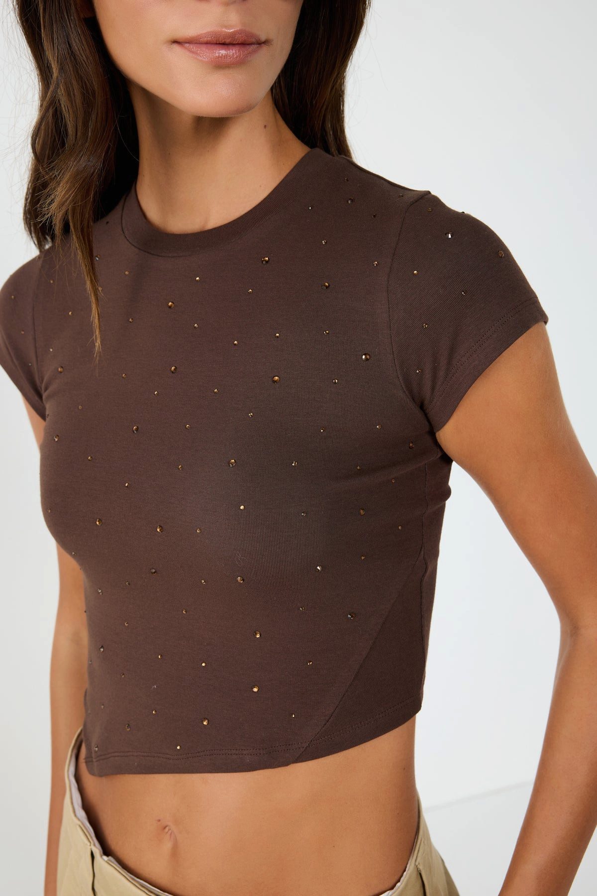 No Matter What Crop-Top Asymmetrischer Body mit Steinverzierungen – Bild 3 von 5