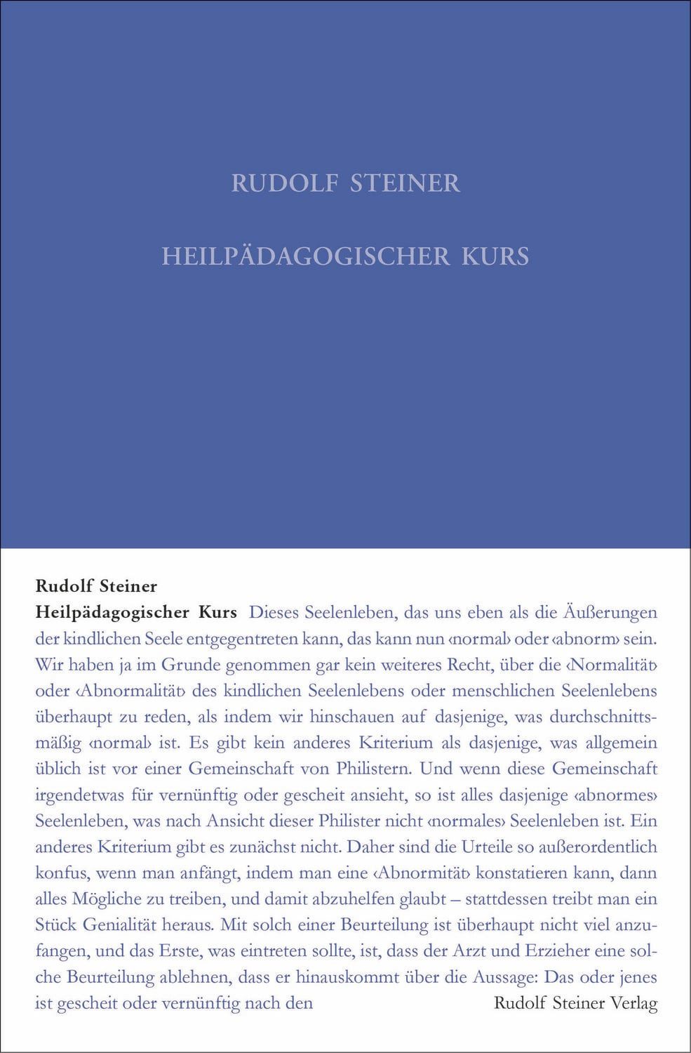 Heilpädagogischer Kurs / Rudolf Steiner