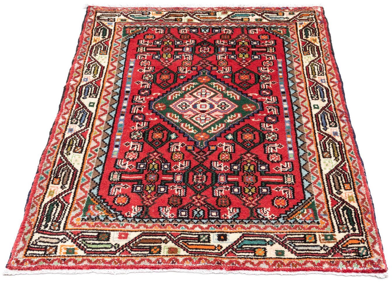 Wollteppich Hosseinabad Medaillon Rosso scuro 136 x 82 cm, morgenland, rechteckig, Höhe: 10 mm, Handgeknüpft