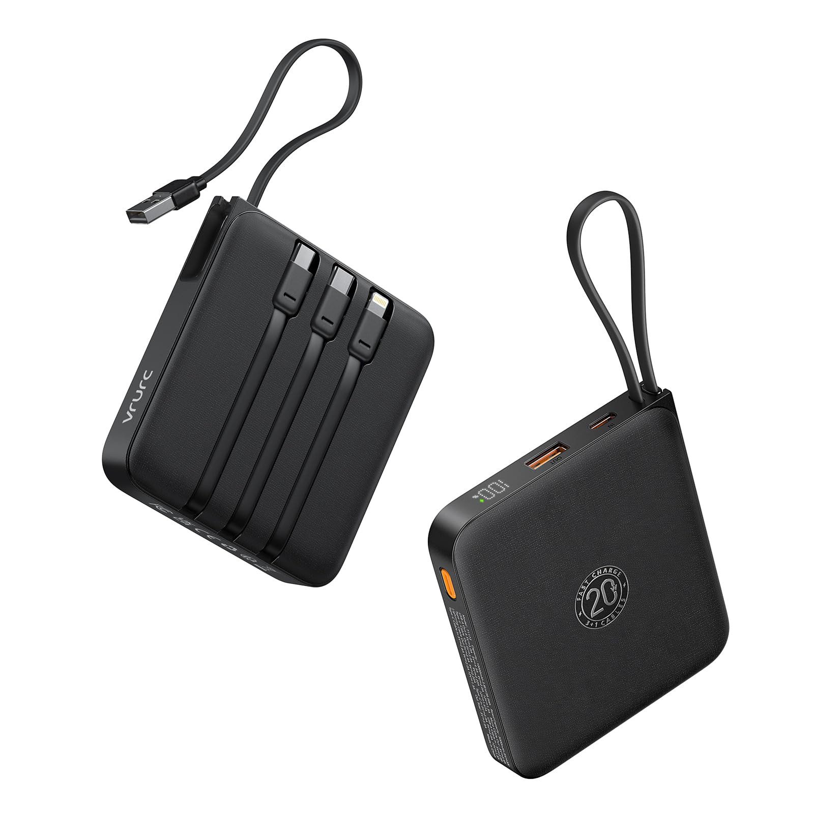 VRURC 20000 mAh Kabel Klein USB C 22.5W QC3.0 Schnelles Aufladen Tragbares Powerbank 20000 mAh (1 St), Ladegerät Externe Handyakkus Klein Aber Stark mit LED-Anzeige- Android