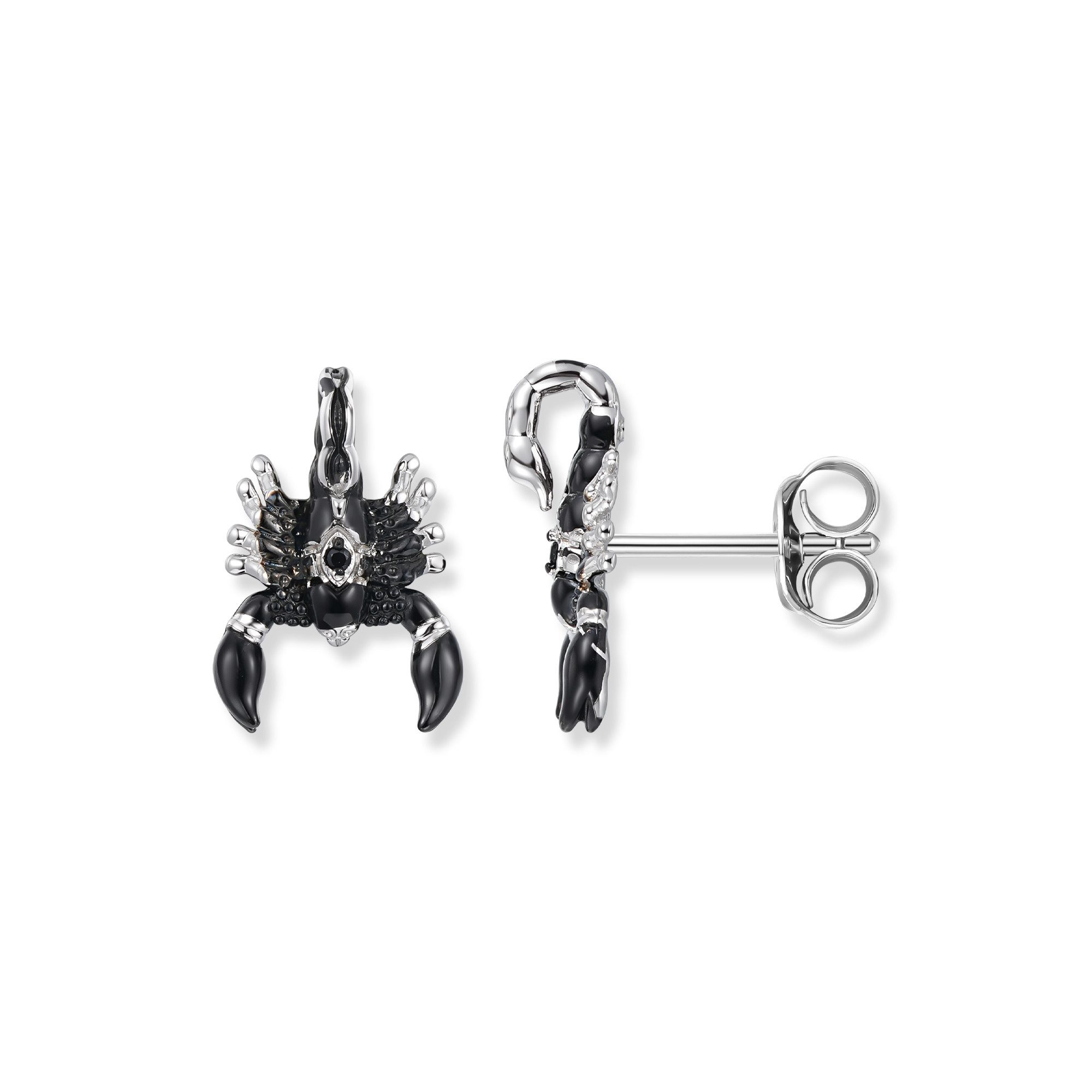 Seinerzeit FLORA & FAUNA Paar Ohrstecker Spike Skorpion Ohrringe, Schmuck aus 925 Sterling Silber (Von der geheimnisvollen Welt der Nacht inspirierter Ohrschmuck für Damen im ausdrucksstarken Unisex-Design mit mystischem Motiv – ein besonderer Begleiter im Alltag und zu besonderen Anlässen, inkl. Geschenkverpackung für Frauen ob Freundin, Mutter, Ehefrau, Oma), rhodiniert, geschwärzt, mit Emaille und Zirkonia-Steinen