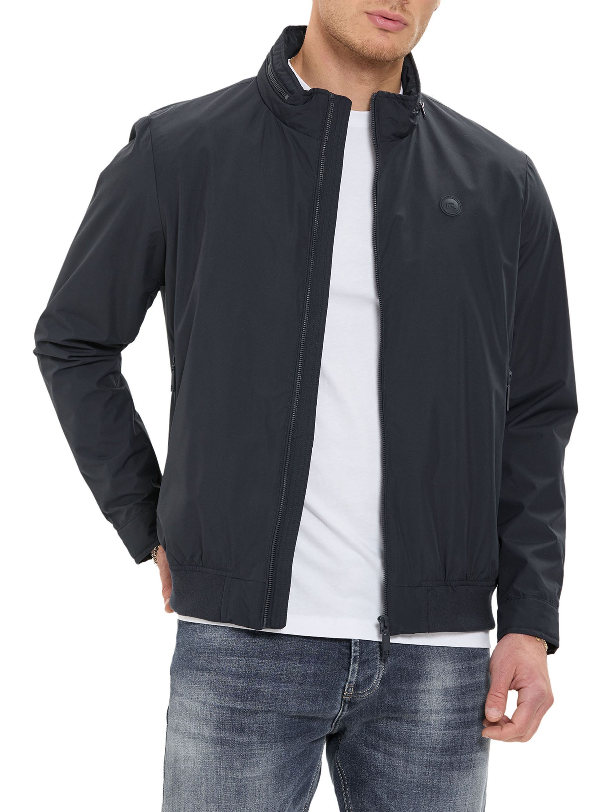 Sommerjacke mit Stehkragen und versteckter Kapuze Übergangsjacke Casual