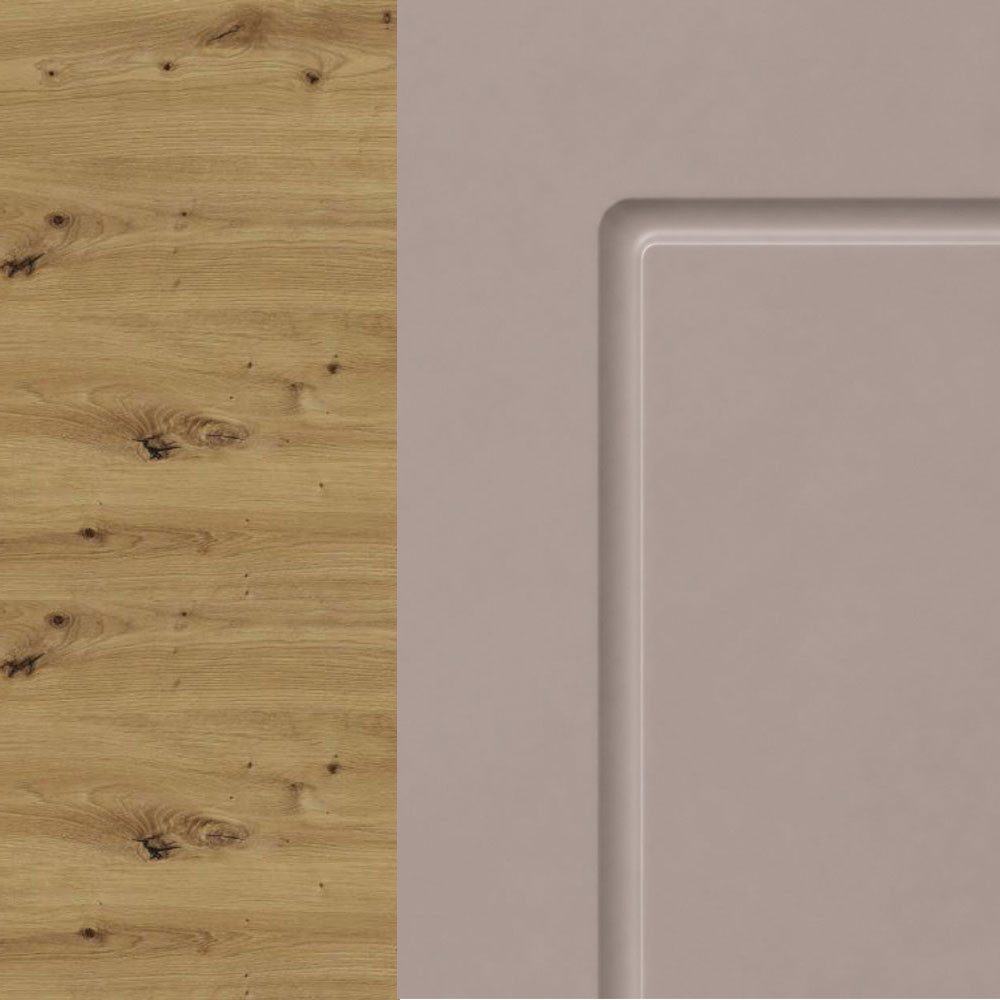 Feldmann-Wohnen Klapphängeschrank Kvantum (W4B/50, 1 Klappe mit Gasdruckdämpfer, innen 1 Fach, 1-St., moderne Matt-Optik, dekorative Fräsungen, B/T/H 50x32,5x36cm) Eiche Artisan / Beige Matt