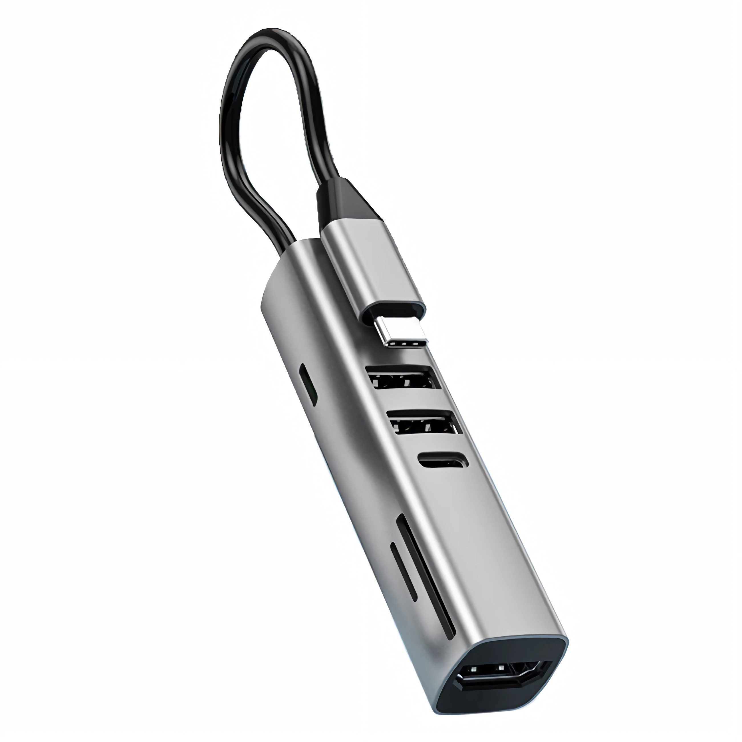 Bolwins Speicherkartenleser A92C 7in1 USB-C Hub 4K HDMI USB 3.0 SD TF PD 100W für Laptop PC, 7in1 Hub kompakt Alu 4K HDMI USB3.0 SD TF PD 100W mobil robust