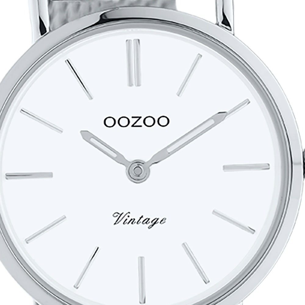 OOZOO Quarzuhr Oozoo Unisex Armbanduhr silber Analog, (Analoguhr), Damen, Herrenuhr rund, klein (ca 28mm) Edelstahlarmband, Elegant-Style
