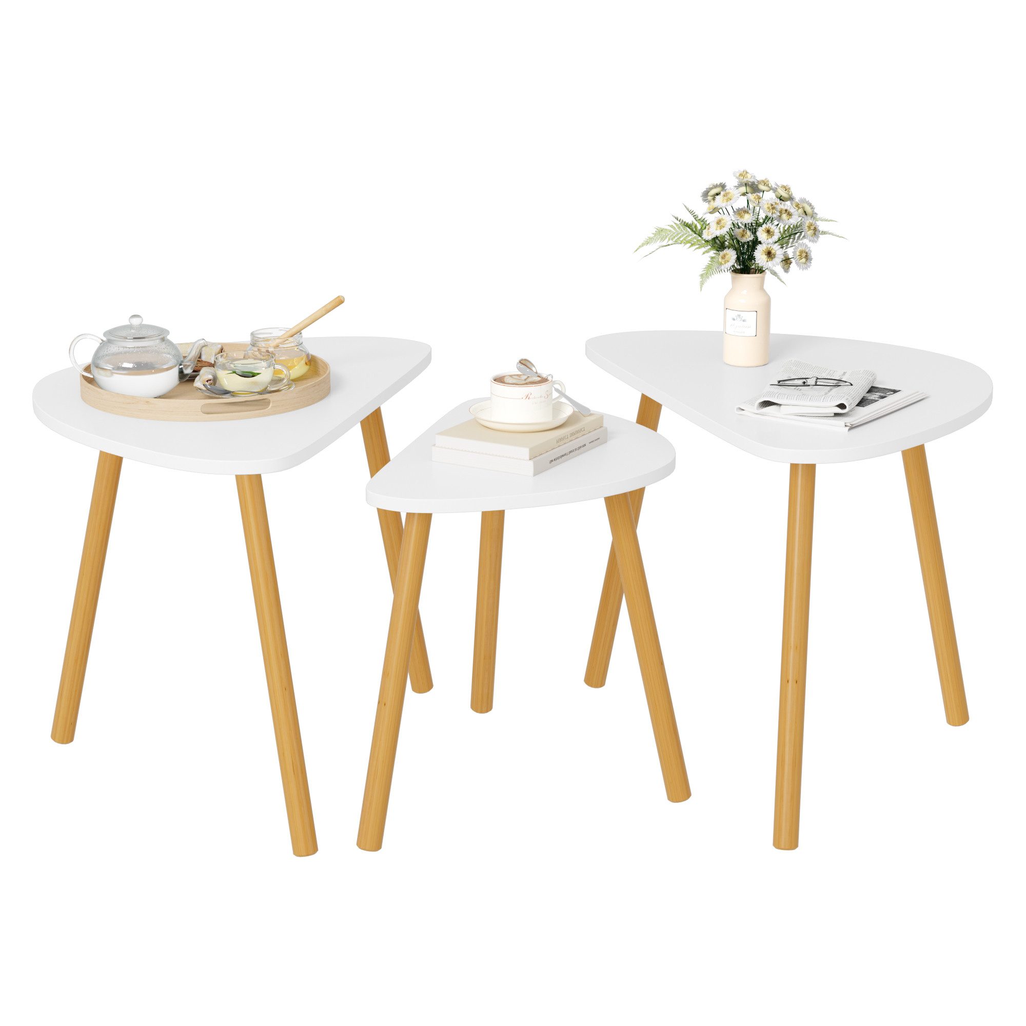 Homfa Satztisch, 3er Set Beistelltisch Couchtisch günstig online kaufen