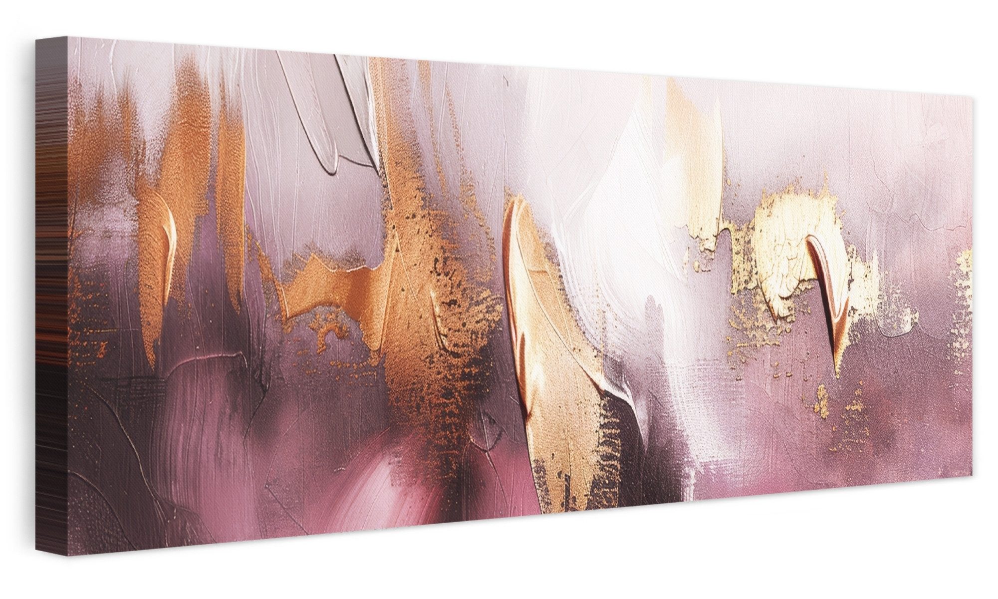 OneMillionCanvasses® Leinwandbild Panorama Lila - Abstrakt - Farbe - Gold, Fotodruck (1 St), Wandbild, Deko Schlafzimmer Wohnzimmer Flur …