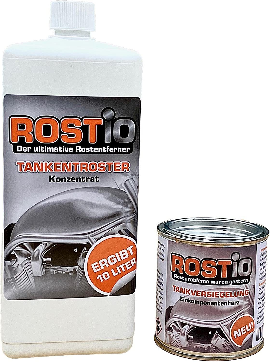 Rostio Tankentroster Set - 1 Liter Konzentrat + 250ml Tankversiegelung Rostentferner