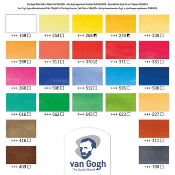 Aquarellstifte Van Gogh Aquarell Set mit 24 Farben in halbe Näpfchen + Pinsel und Schwamm (Koffer-Set aus Kunststoff), (24-tlg)