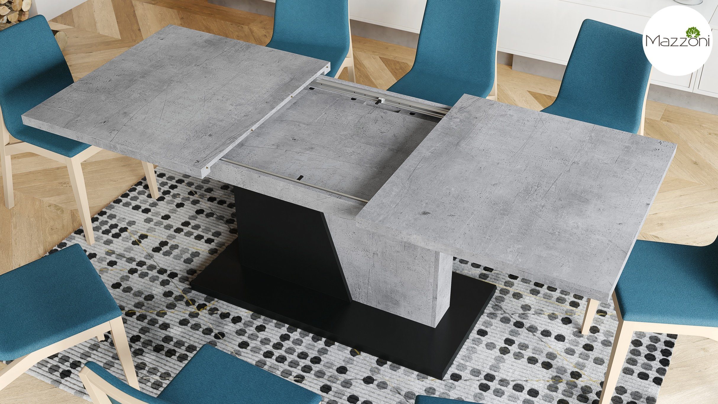 cm Noble 160 matt 218 Tisch ausziehbar Esstisch / Noir Esstisch Beton Schwarz Mazzoni Design bis