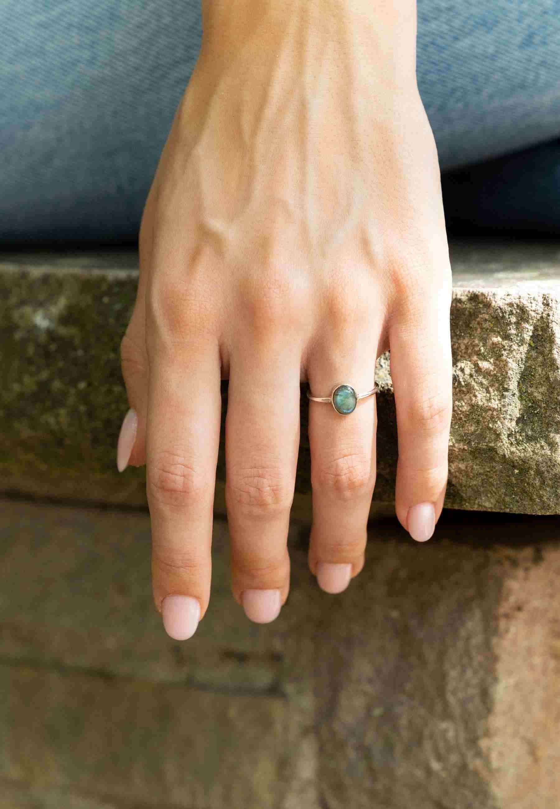 mantraroma Silberring SAMA oval aus 925 Silber mit Labradorit (Ring mit Sch günstig online kaufen