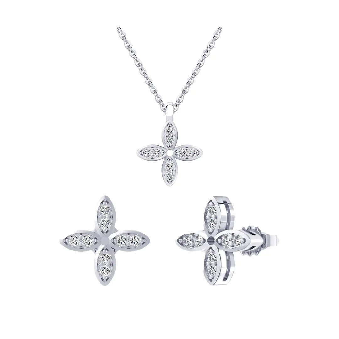 Schmuckset 925 Silber Serelina Pure Kleeblatt Zirkonia