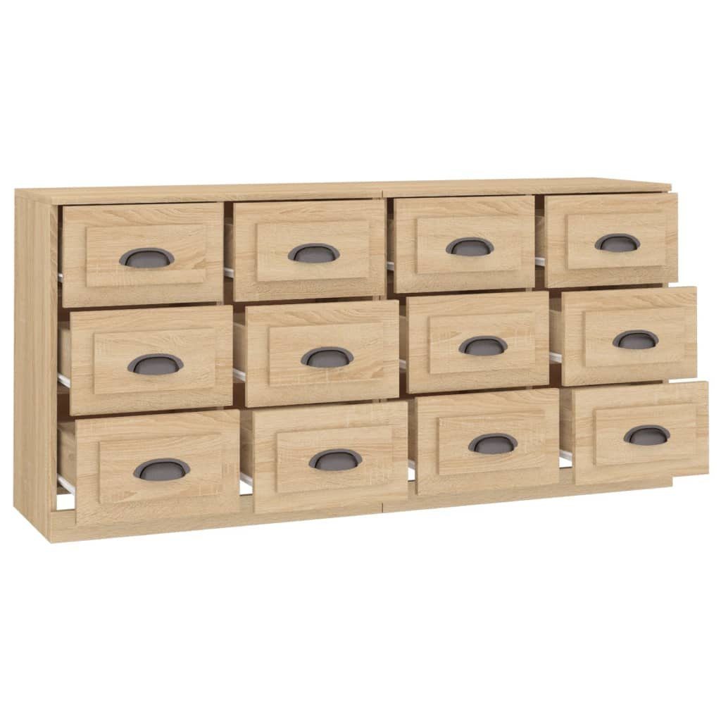 furnicato Sideboard Klassisches Sonoma-Eiche 70 x 35,5 x 67,5 cm (2 St), Stabile Kommode mit viel Stauraum und Wandhalterung für Wohnräume