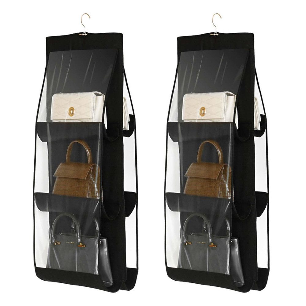 Blusmart Hängeregal Hängender Handtaschen-Organizer, 2 faltbare Aufbewahrungstaschen mit 6 transparenten Fächern, Für Kleiderschrank, Ankleidezimmer, Schlafzimmer