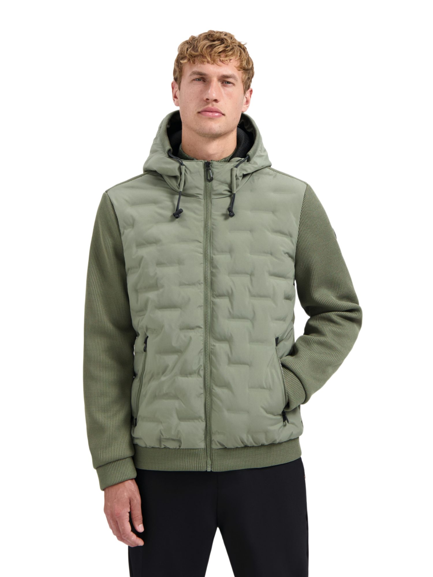 NO EXCESS Outdoorjacke grün,Outdoor,Polyester,Unifarben,Stehkragen,Lang,Regular Fit