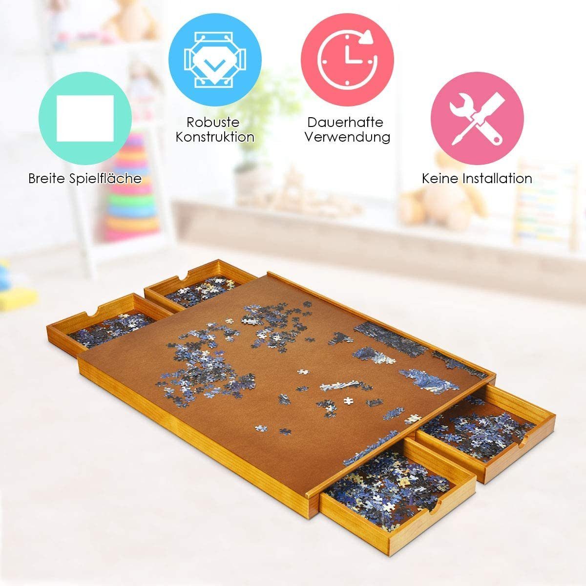 COSTWAY Gamingtisch, Puzzletisch mit 4 Schubladen, für 1000-1500 Puzzles günstig online kaufen