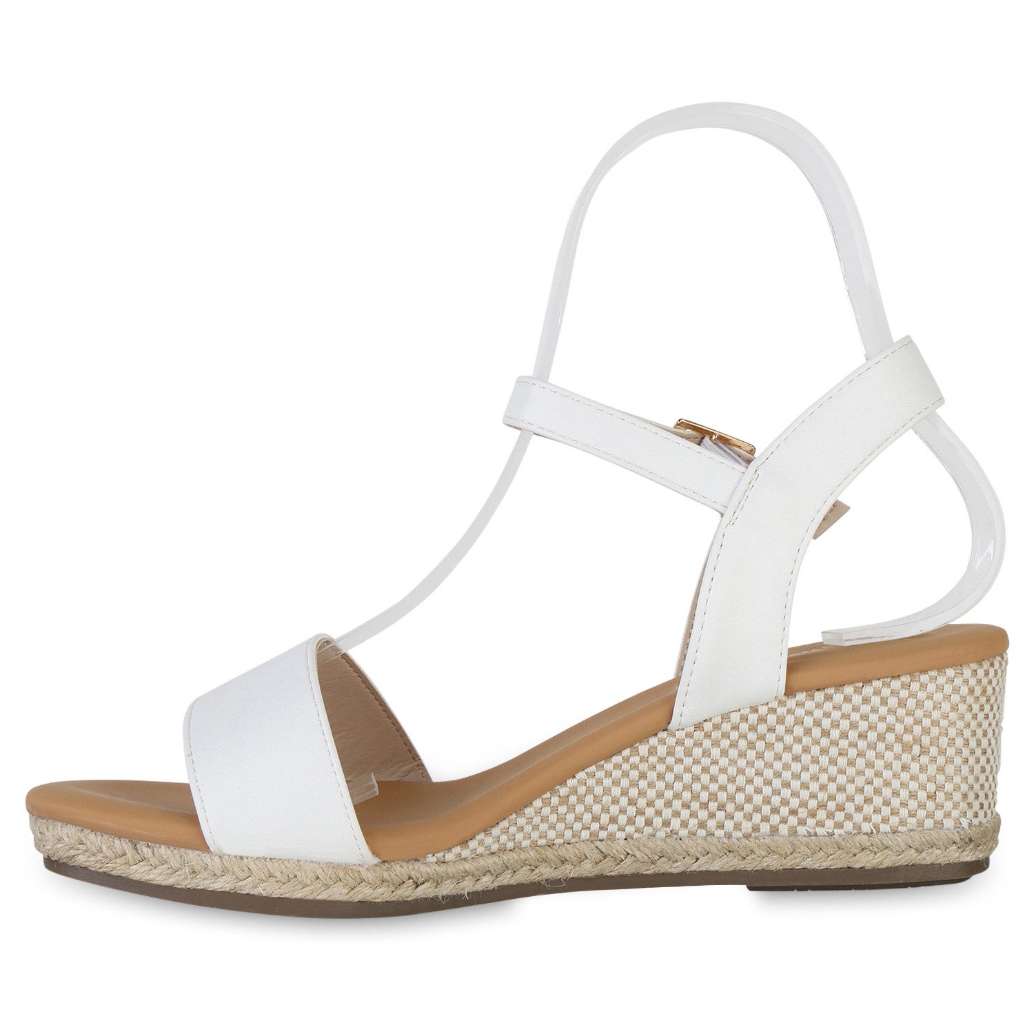 VAN HILL 841128 Keilsandalette Damen Keilsandaletten Sandaletten Bast Freizeit Sommer