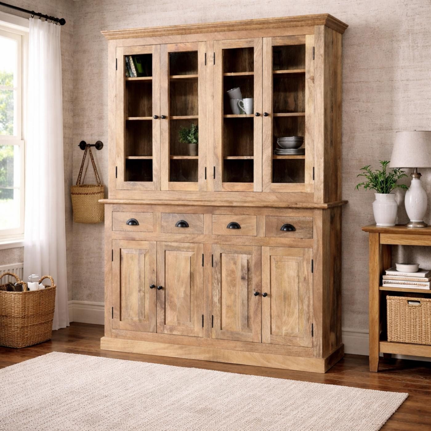 baario Buffet Schrank MURET Buffet braun Geschirrschrank Vitrine massiv Mangoholz Landhaus