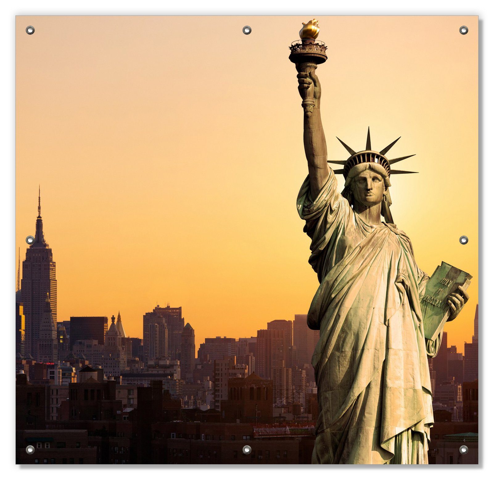 Sonnenschutz Freiheitsstatue New York, Wallario, blickdicht, mit Saugnäpfen, wiederablösbar und wiederverwendbar