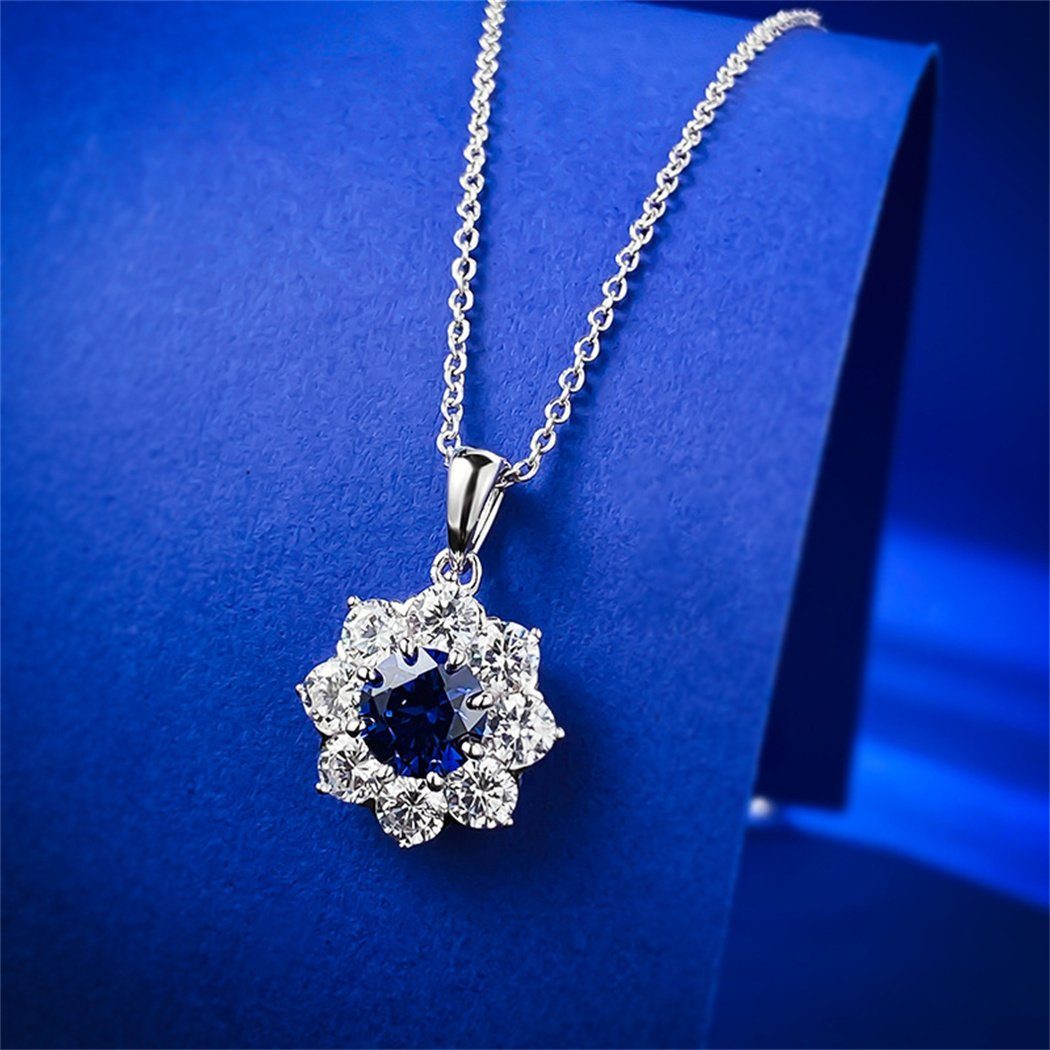 Halskette Blau Schneeflocke Strass DAYUT Anhänger mit (1-tlg) Charm-Kette Damen Mode