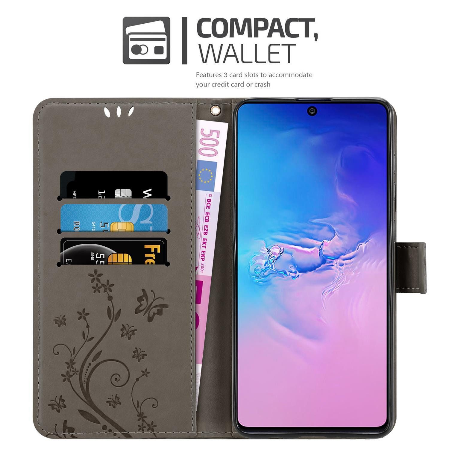 Cadorabo Handyhülle für Samsung Galaxy A91 / S10 LITE / M80s Hülle Samsung Galaxy A91 / S10 LITE / M80s, Hülle Schutzhülle Blumen Flower mit Standfunktion Kartenfach Magnet