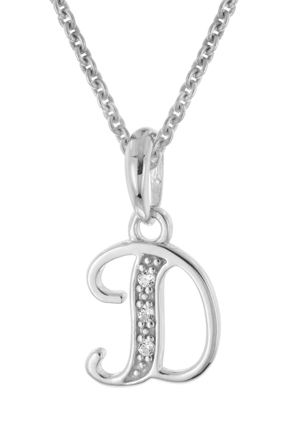 Kette mit Anhänger Mit Buchstaben D Anhänger 925 Silber Rhodiniert
