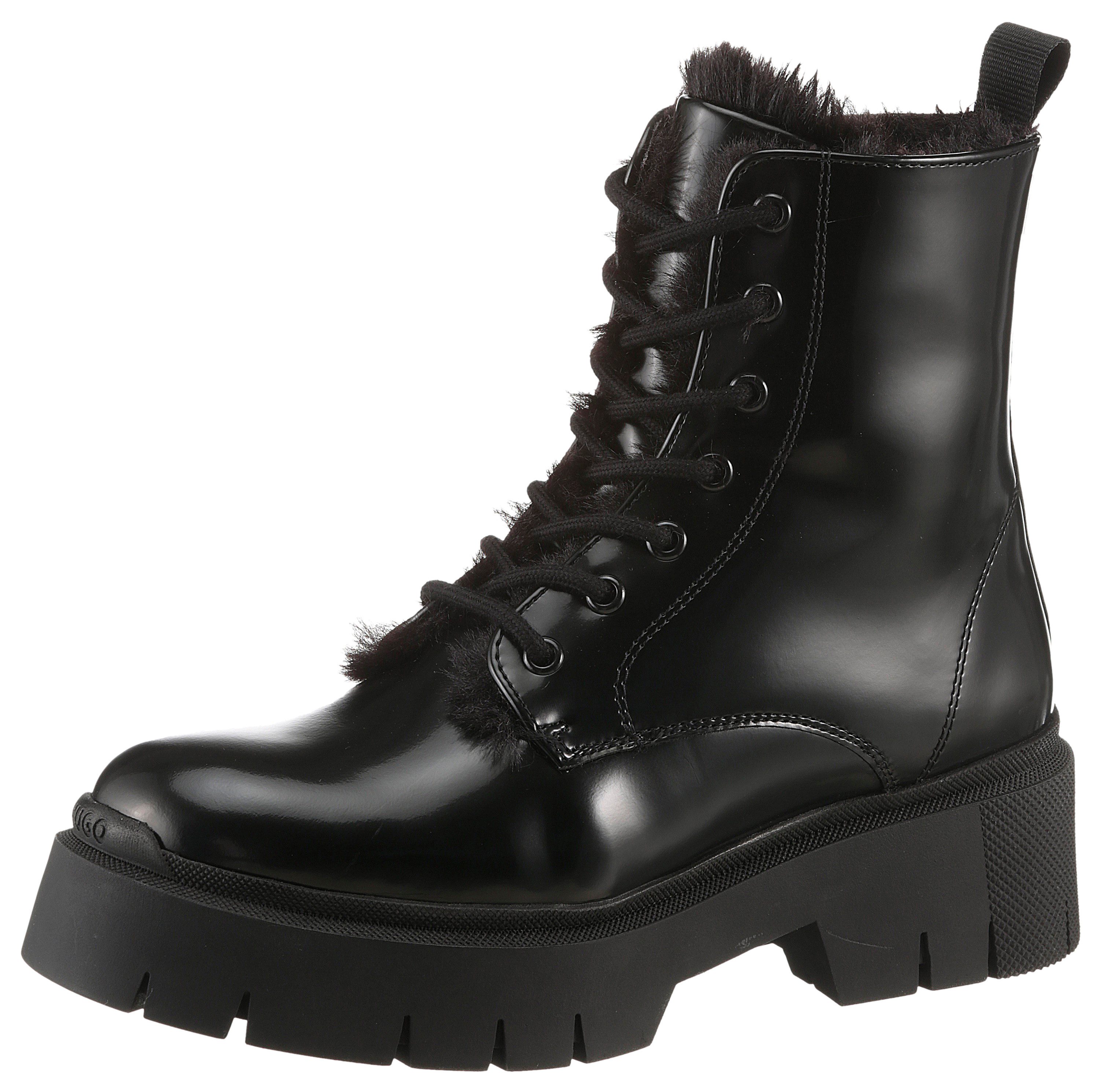 HUGO Kris_LuBootie_BRPU Schnürboots, Stiefelette, Plateauboots, Blockabsatz, mit Profilsohle