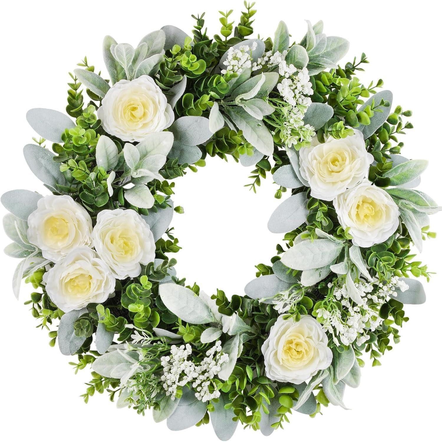 Kunstkranz Türkranz Weiß 50cm Buchsbaum Eukalyptus Rosen, LuxusKollektion, Höhe 50 cm