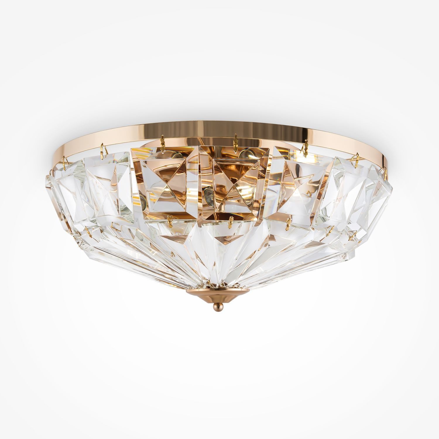 Licht-Erlebnisse Deckenleuchte IRAE, ohne Leuchtmittel, Glas Metall rund D: 48,6 cm in Gold E14 Modern Kristall