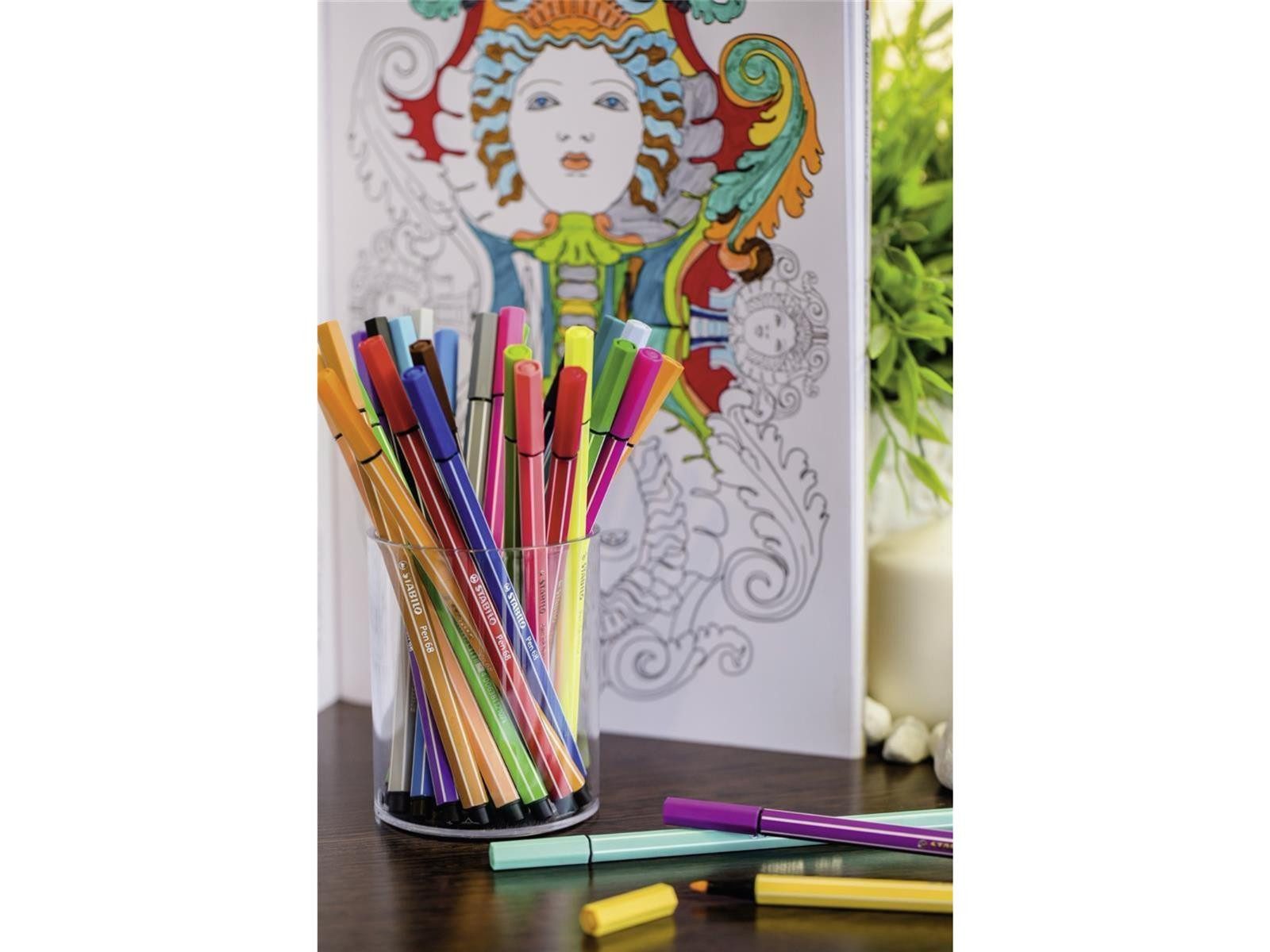 STABILO Faserstift STABILO Pen 68 Filzstift - 1 mm - 18er Set - Kartonetui – Bild 4 von 5