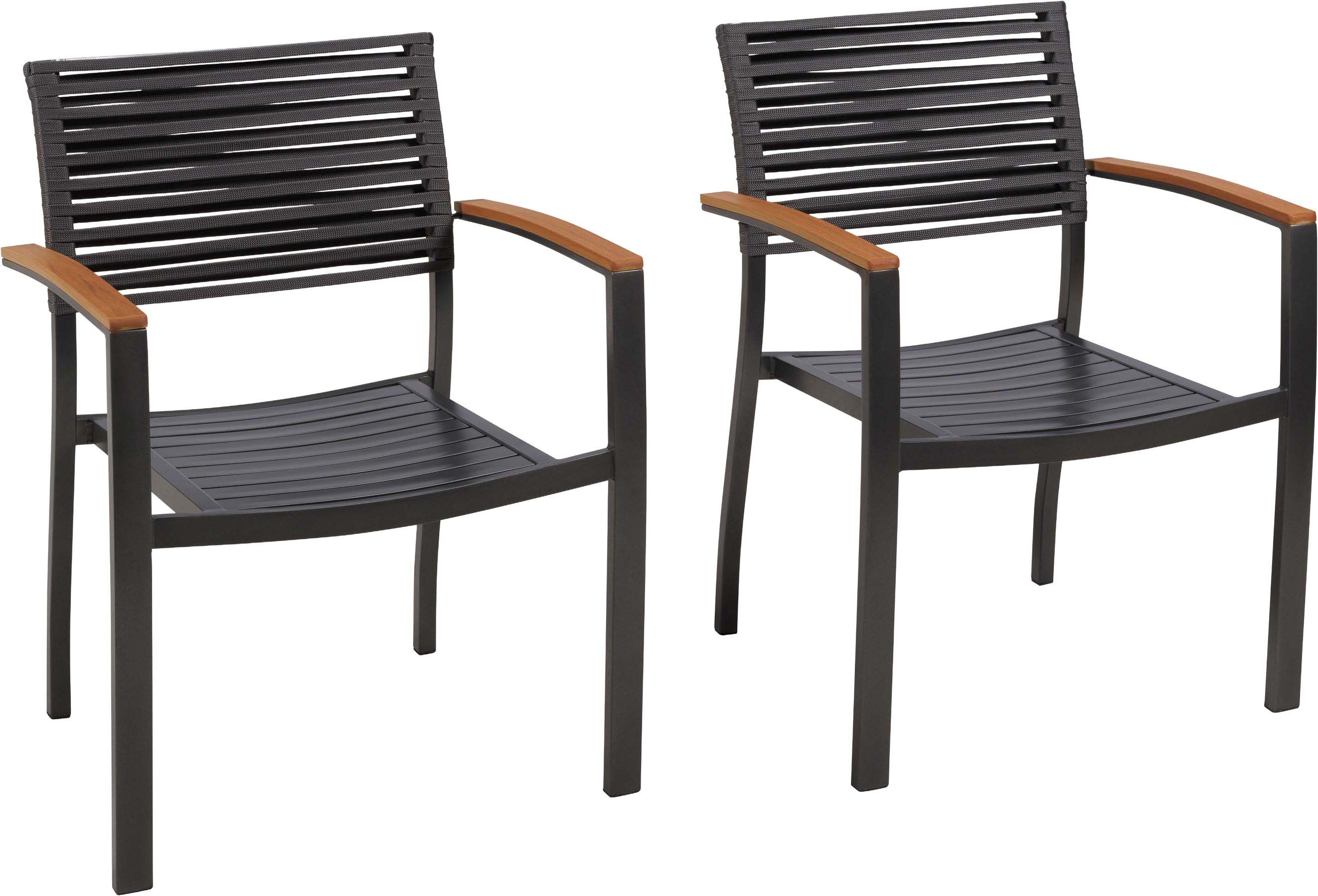 MERXX Gartensessel Parella (Set, 2-St), Rückenfläche aus Ropebändern, Armlehnen aus Kunststoff