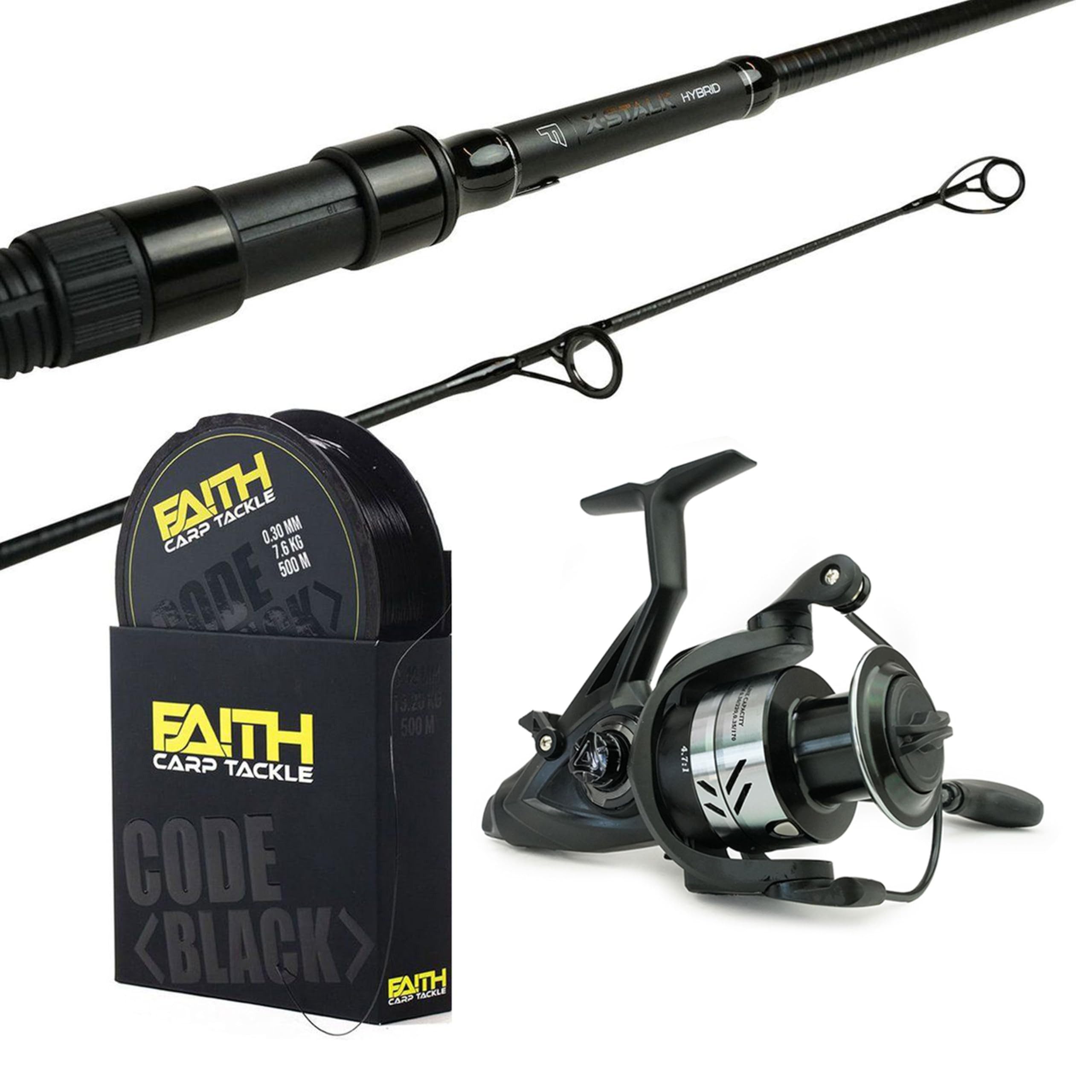 FAITH CARP TACKLE Karpfenrute X-Stalk Hybrid Set 9ft 2.75lb - Nobilis LL 3500 + Nylon