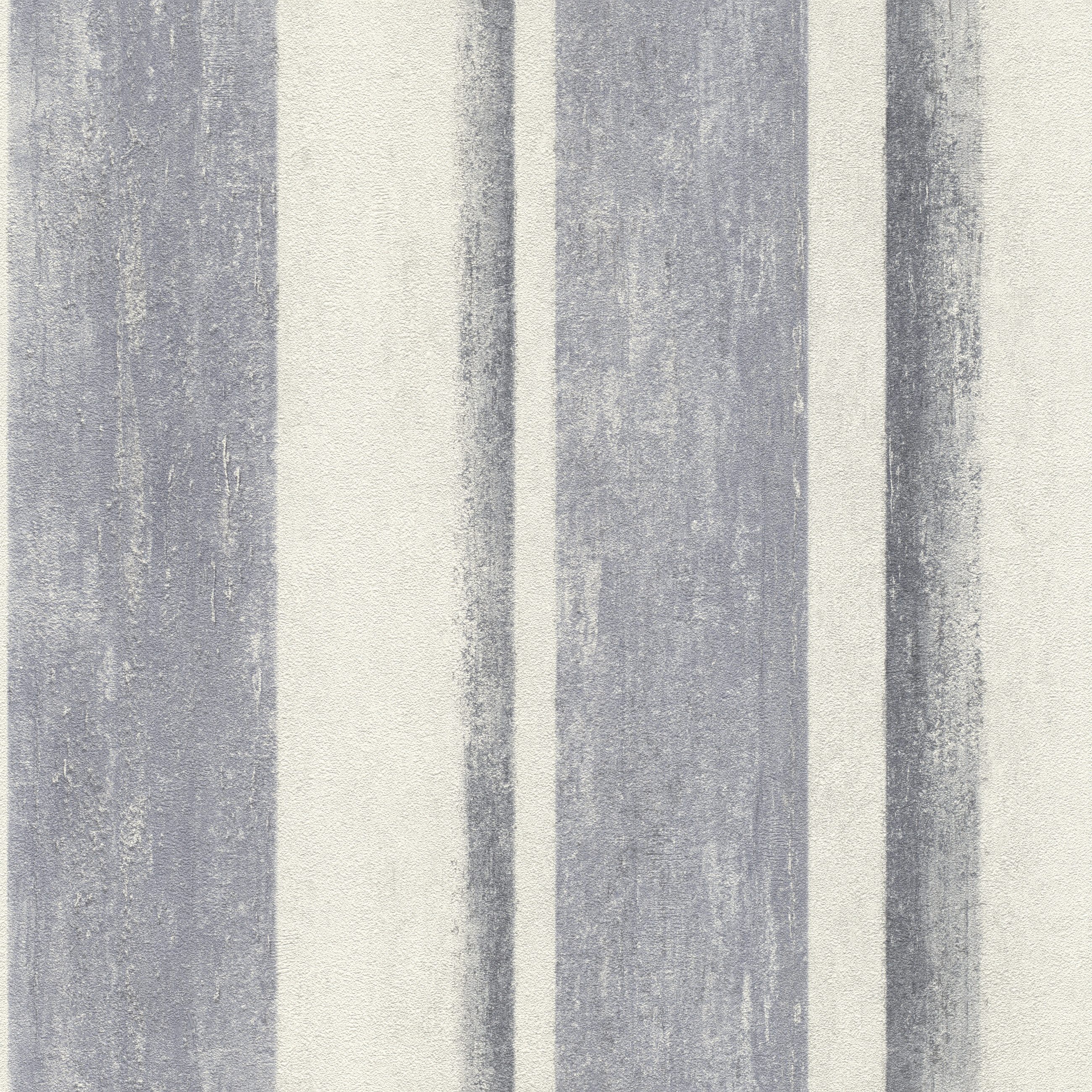 Rasch Vliestapete gestreift in Blau und Cremeweiß, strukturiert, Gestreift, (1 Rolle, 1 St), Streifen, Streifentapete