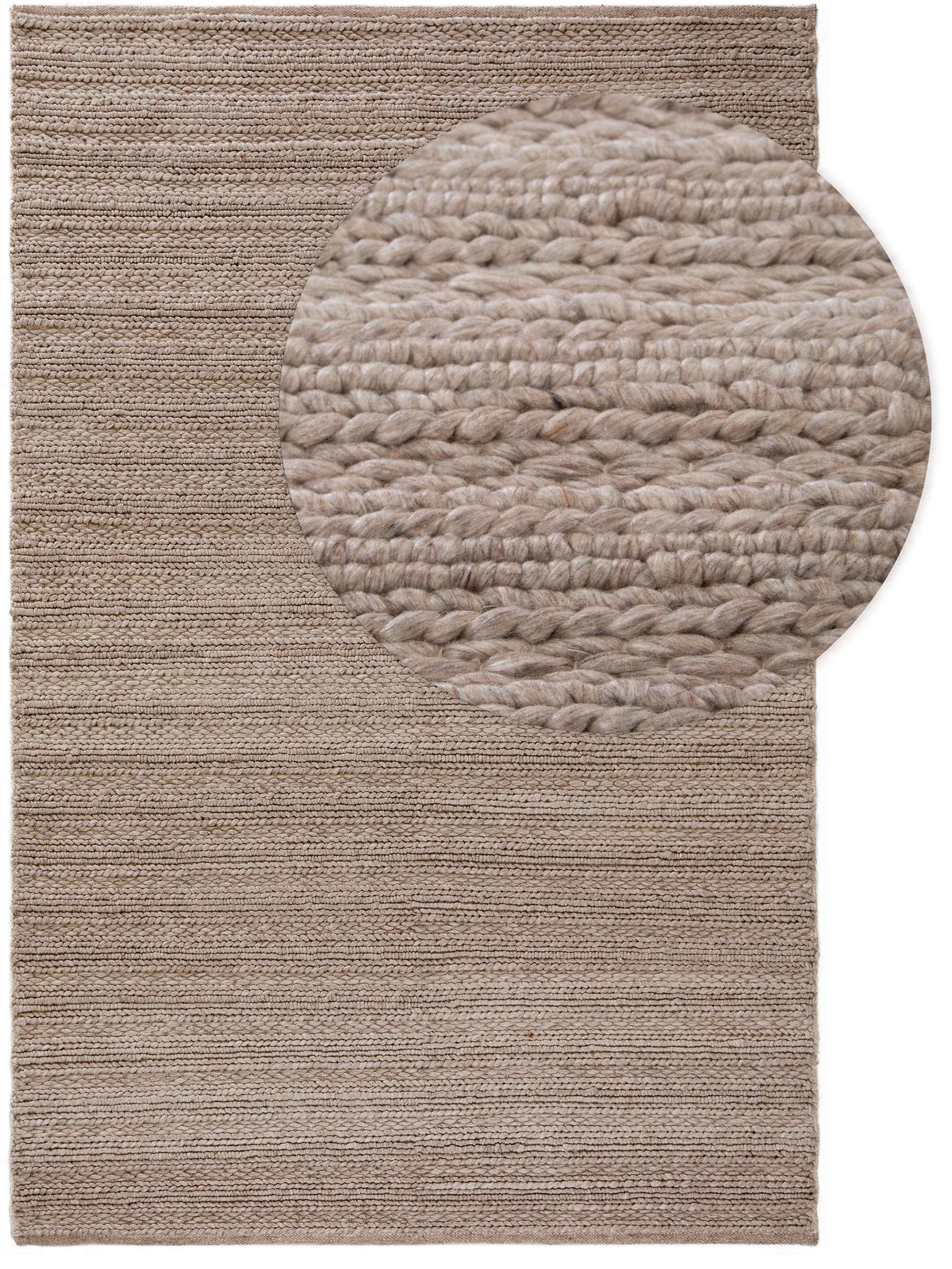 benuta Wollteppich Dina, rechteckig, Höhe: 5 mm, Kunstfaser, Berber, Ethno-Style, Wohnzimmer
