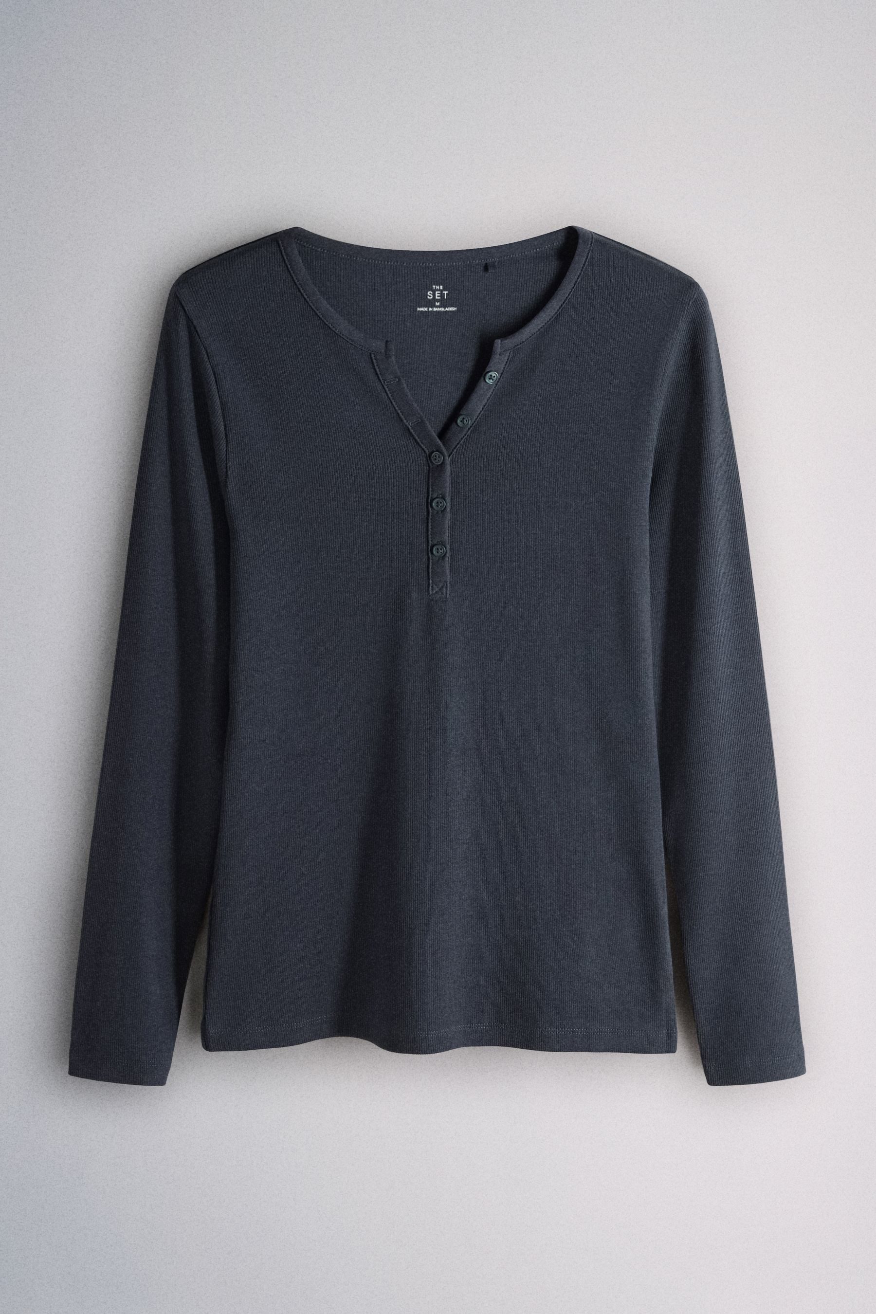 The Set Langarmshirt The Set gerippte Henley-Langarmshirts, 4er-Pack (4-tlg günstig online kaufen