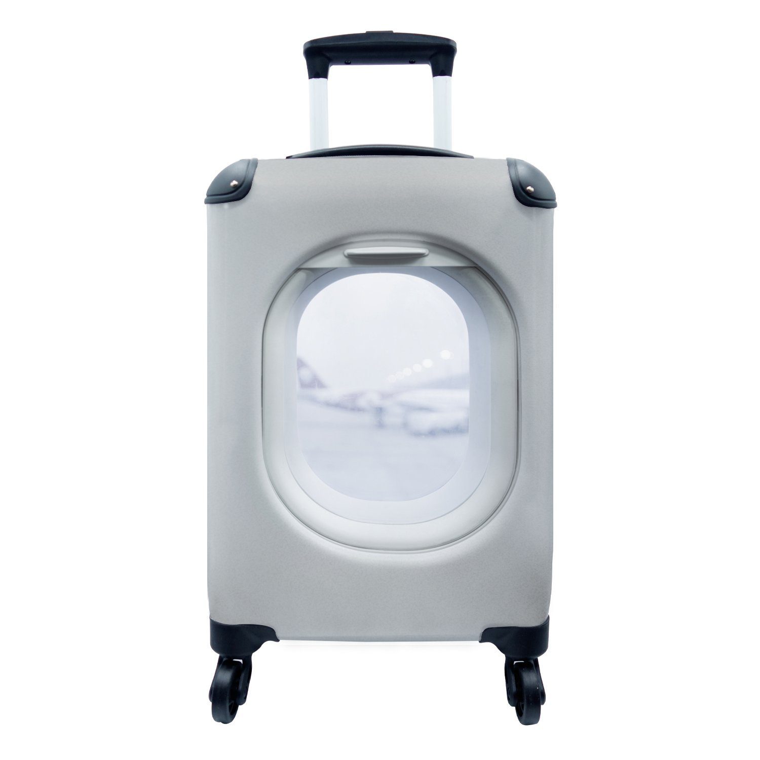 MuchoWow Handgepäckkoffer Blick aus dem Flugzeugfenster, 4 Rollen, Reisetasche mit rollen, Handgepäck für Ferien, Trolley, Reisekoffer