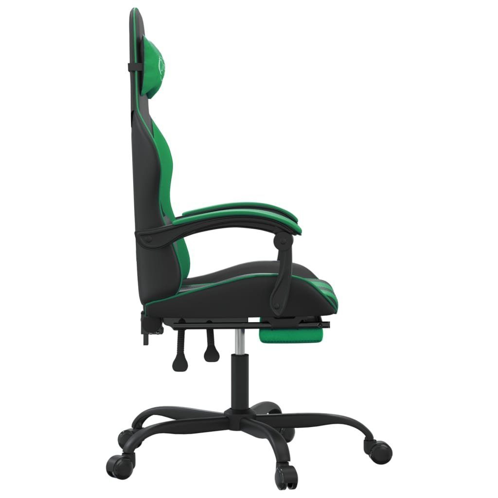 vidaXL Gaming-Stuhl Gaming-Stuhl grün Drehbar Schwarz & mit und | Fußstütze grün und Grün St) (1 Kunstleder Schwarz Schwarz