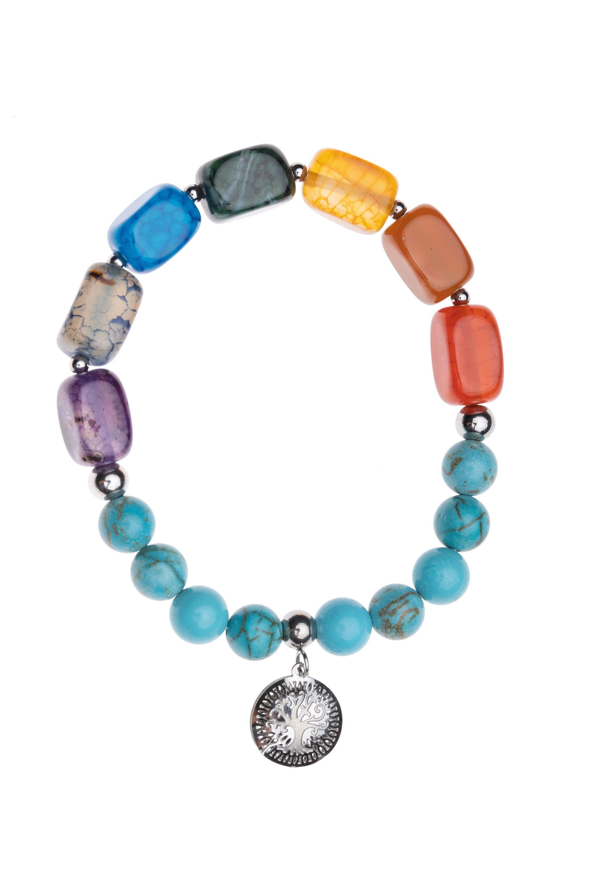 Cassandra Accessoires Perlenarmband "Pearl" mit Edelsteinen, elastisch, mit Schutz-und Heilsteinen Türkis