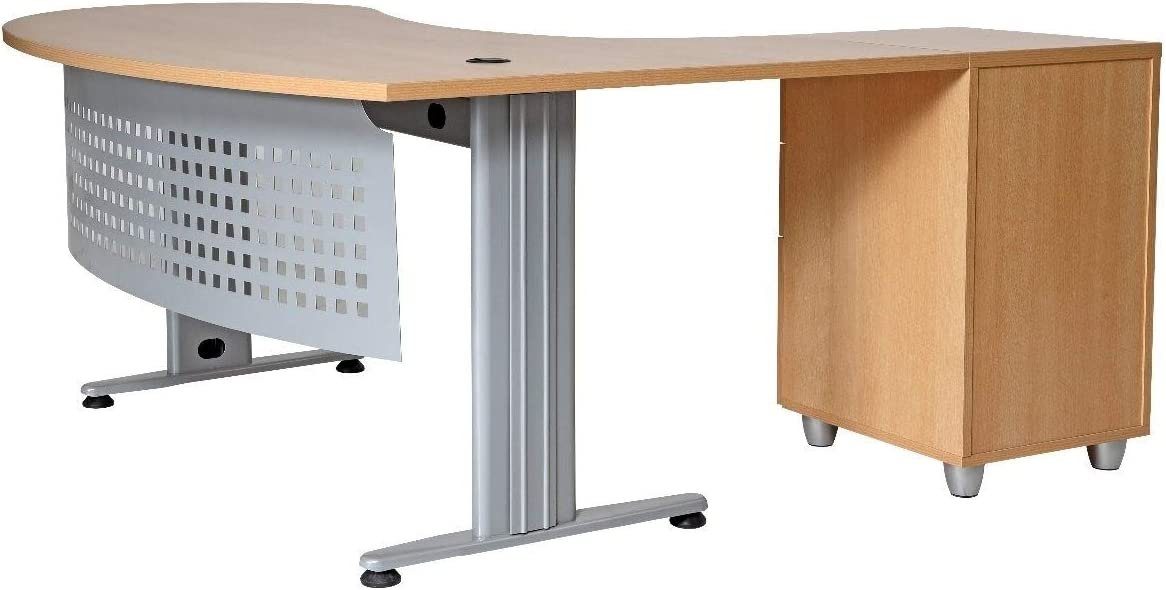 Furni24 Schreibtisch Schreibtisch, Winkelschreibtisch "Gela", gewinkelt links Buche