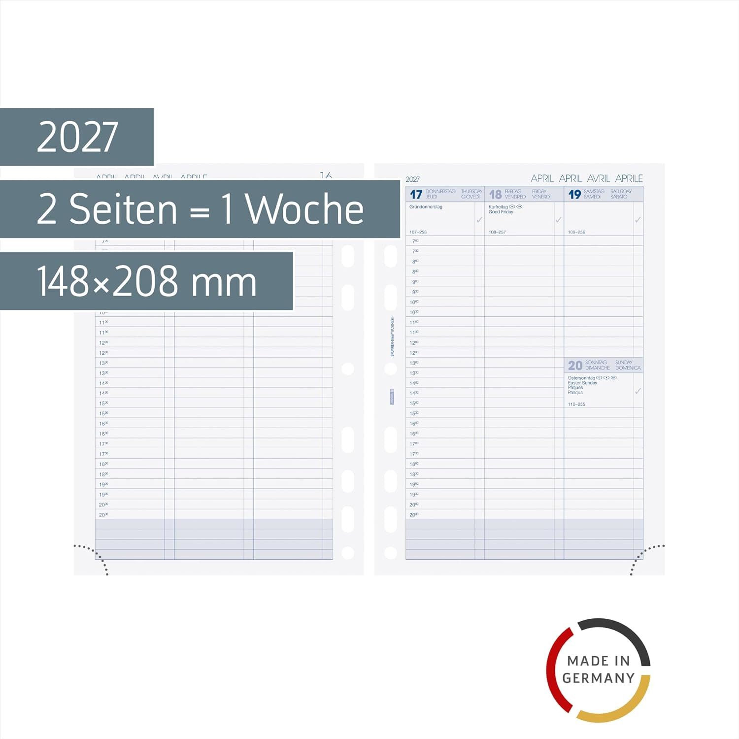 BRUNNEN Buchkalender BRUNNEN Wochenkalendarium BUSINESS 2027 Spaltenform, A5