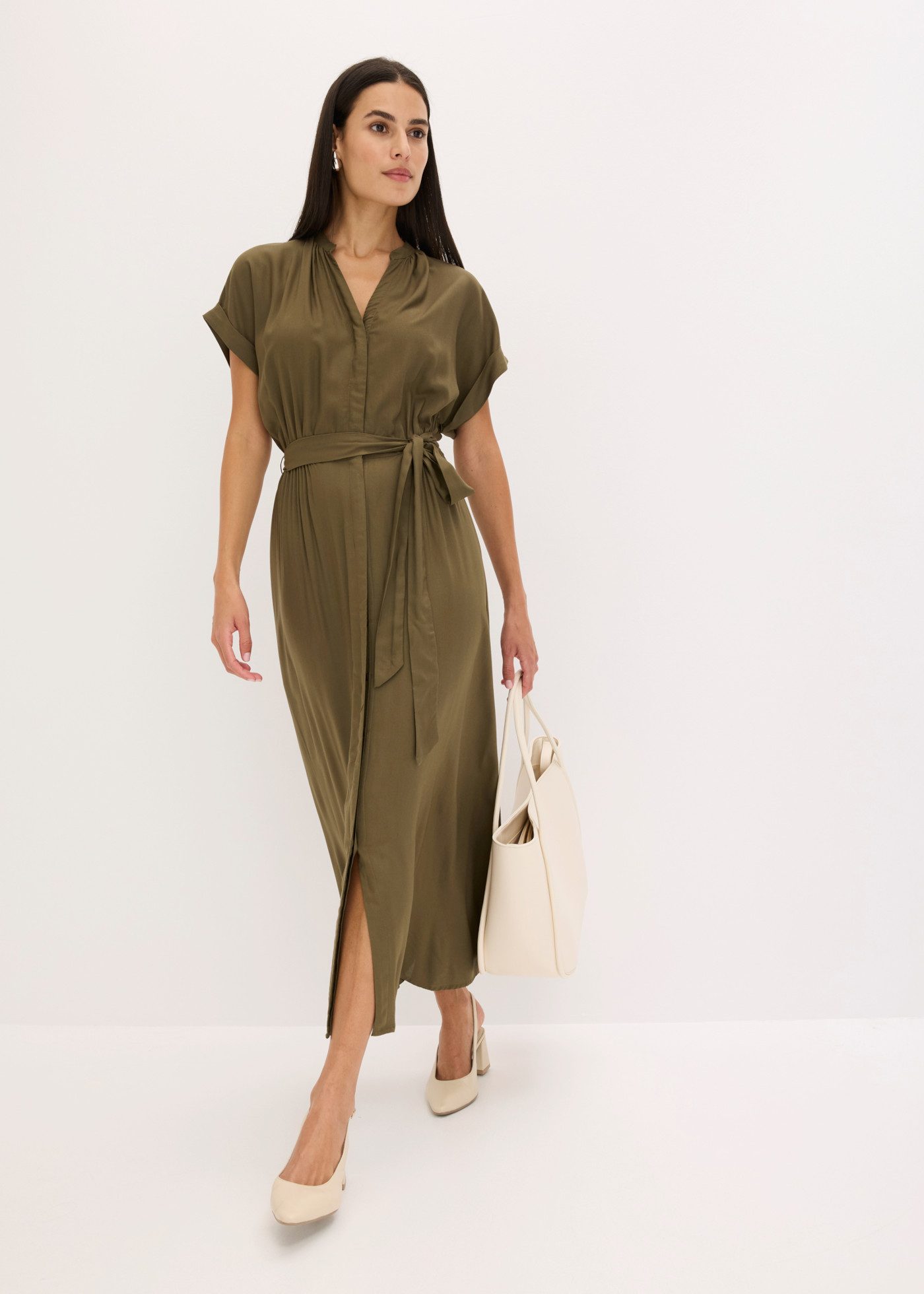 bonprix Hemdblusenkleid für stilvollen Auftritt, aus Viskose, ausgestellte Passform