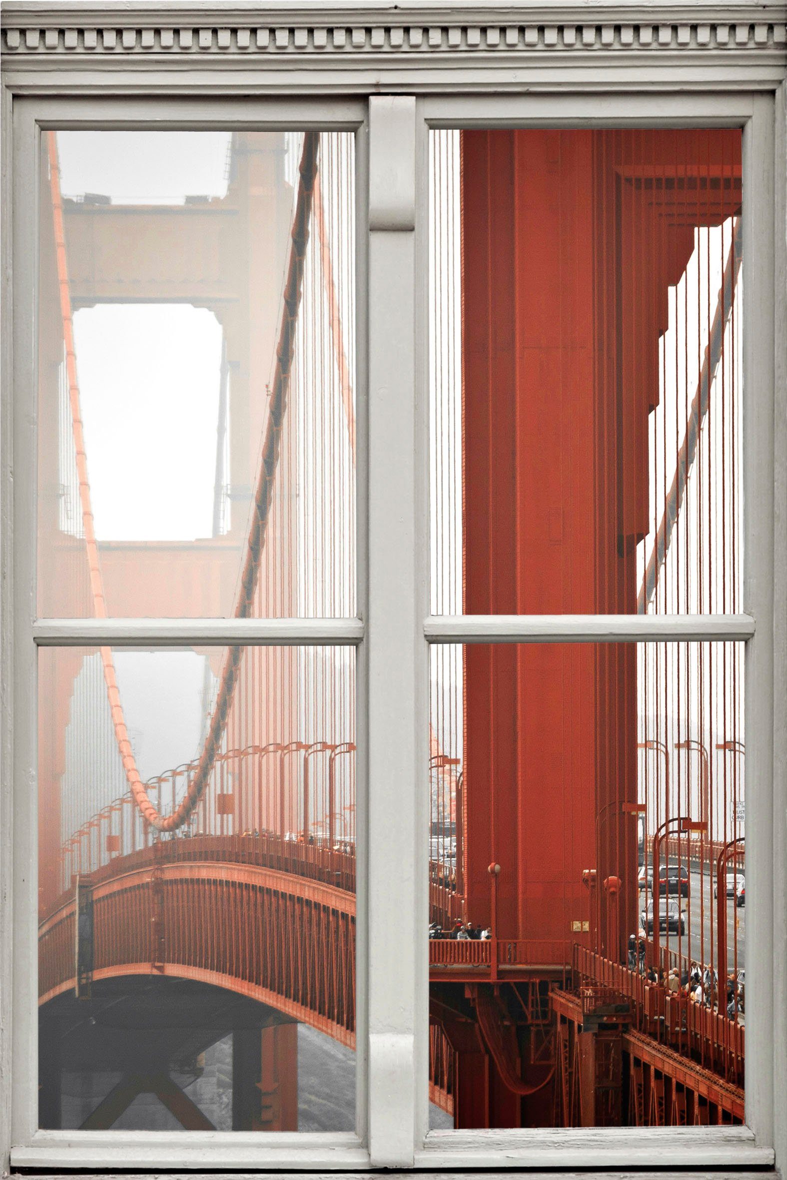 queence Wandsticker Brücke, Wandsticker, Wandbild, selbstklebend, 3D, Fenster