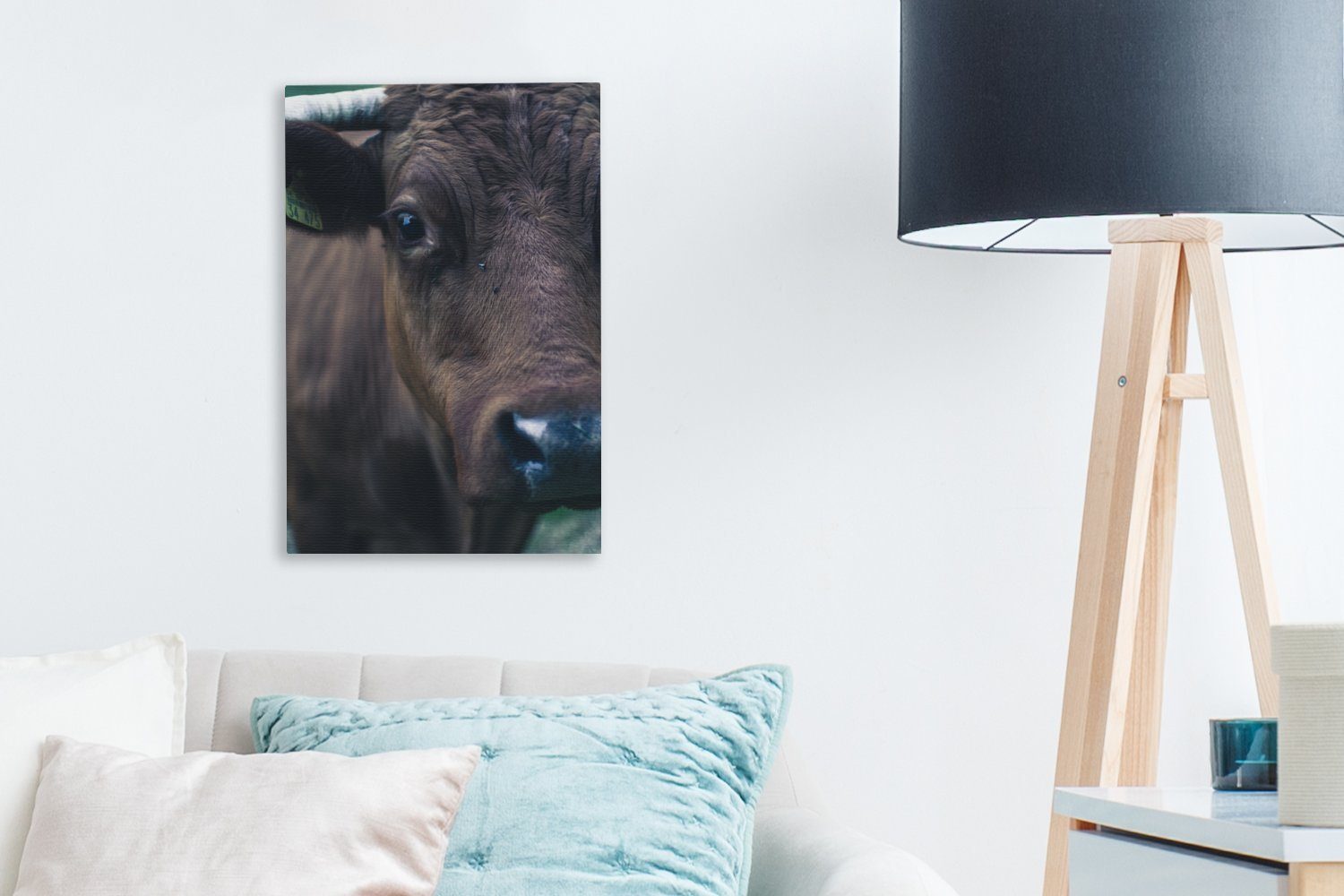 OneMillionCanvasses® Leinwandbild Tiere - cm Auge, St), - 20x30 Leinwandbild Zackenaufhänger, fertig bespannt Kuh (1 inkl. Gemälde