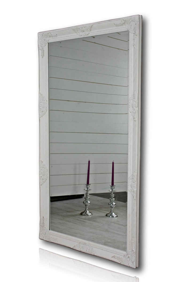 elbmöbel Wandspiegel Spiegel weiß 132cm barock Holz, Spiegel: Wandspiegel 132x72x7 weiß Landhausstil