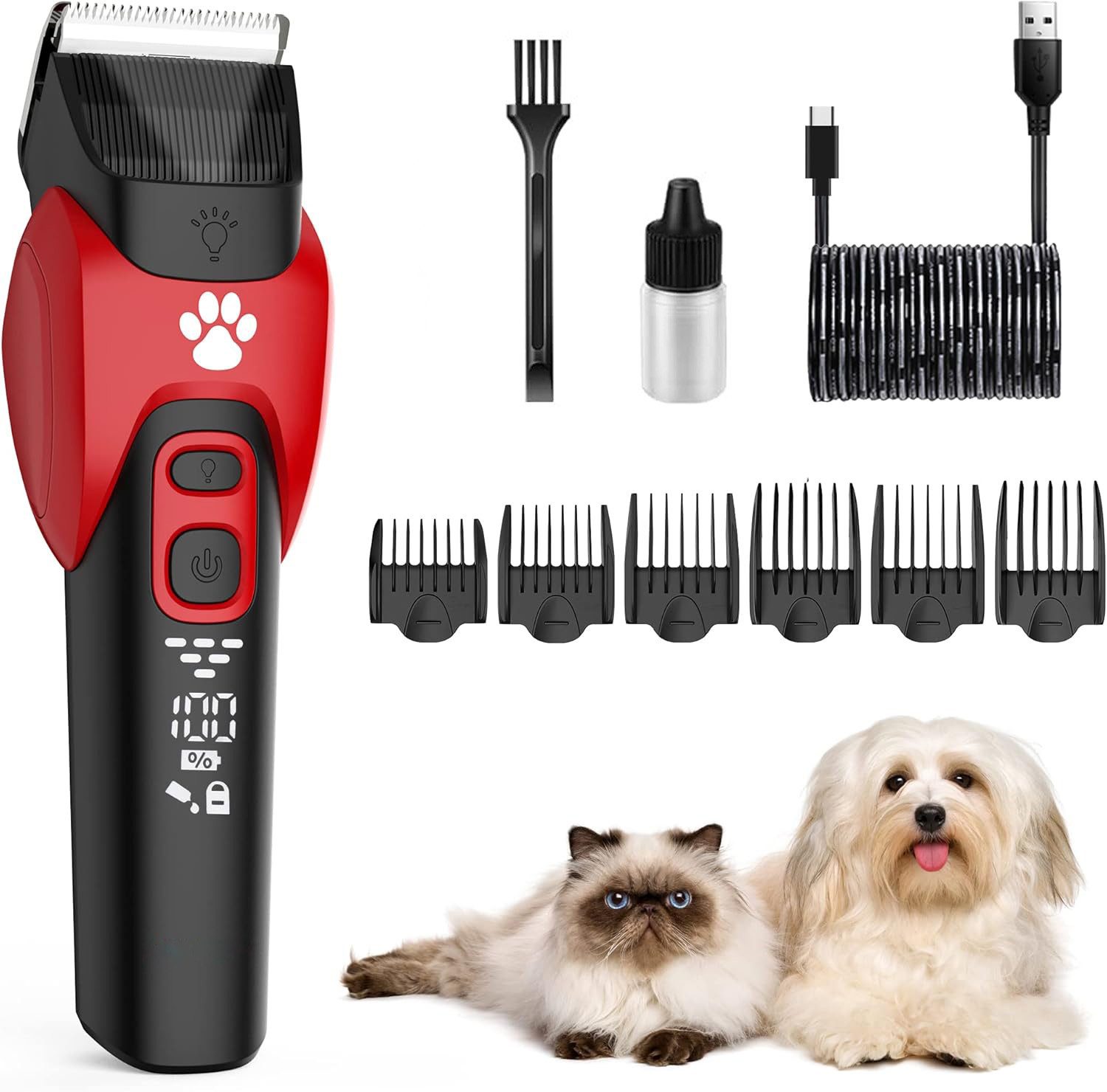 FOSMET Hundeschermaschine Elektrischer Profi-Tierhaarschneider für Hunde & Nutztiere–350 W, Starke Tierhaarschneidemaschine mit 2 Klingen für Hund, Pferd & Vieh