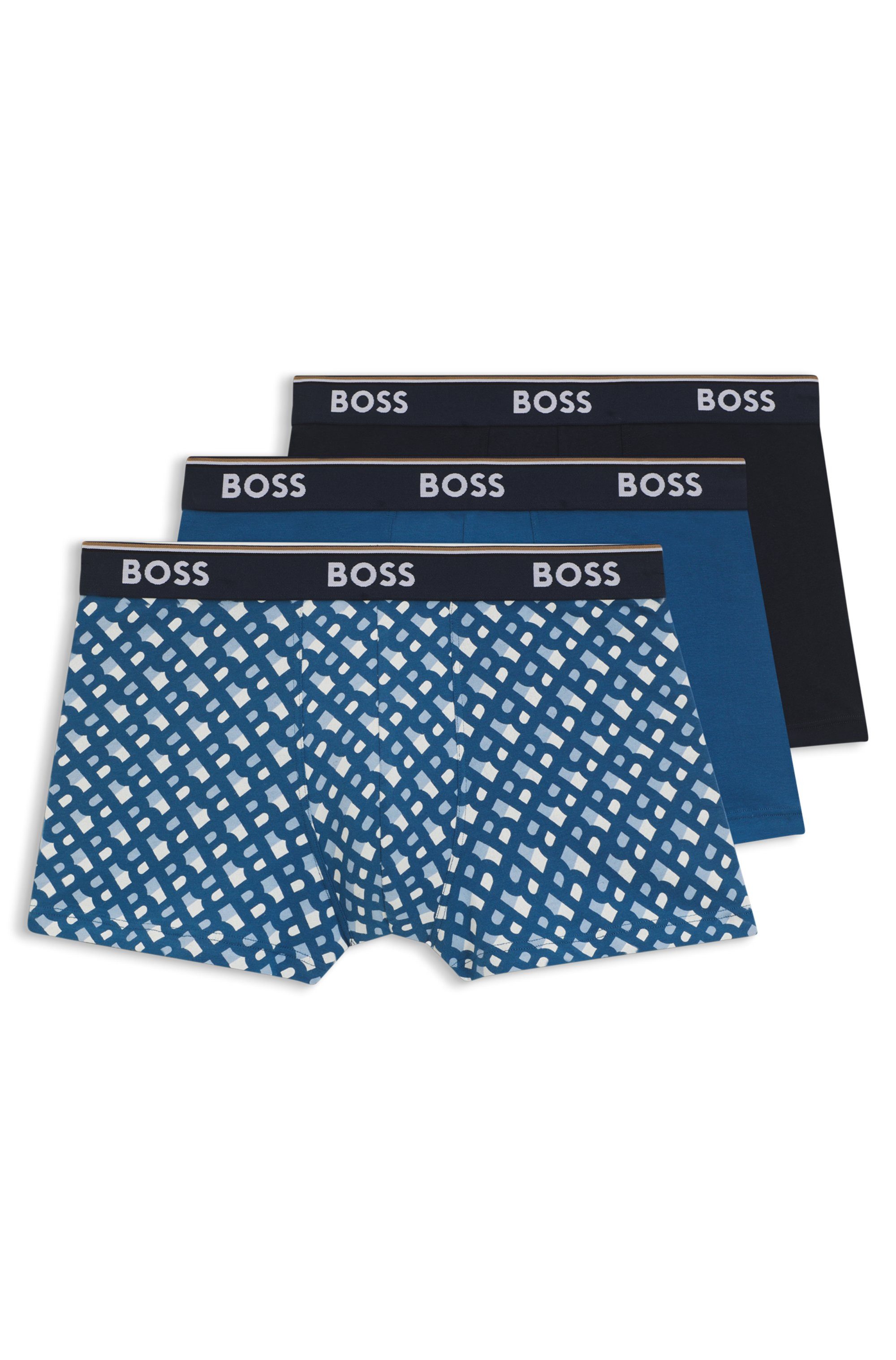BOSS Trunk (Packung, 3-St) aus Stretch-Baumwolle, elastischer Bund, mittlere Bundhöhe