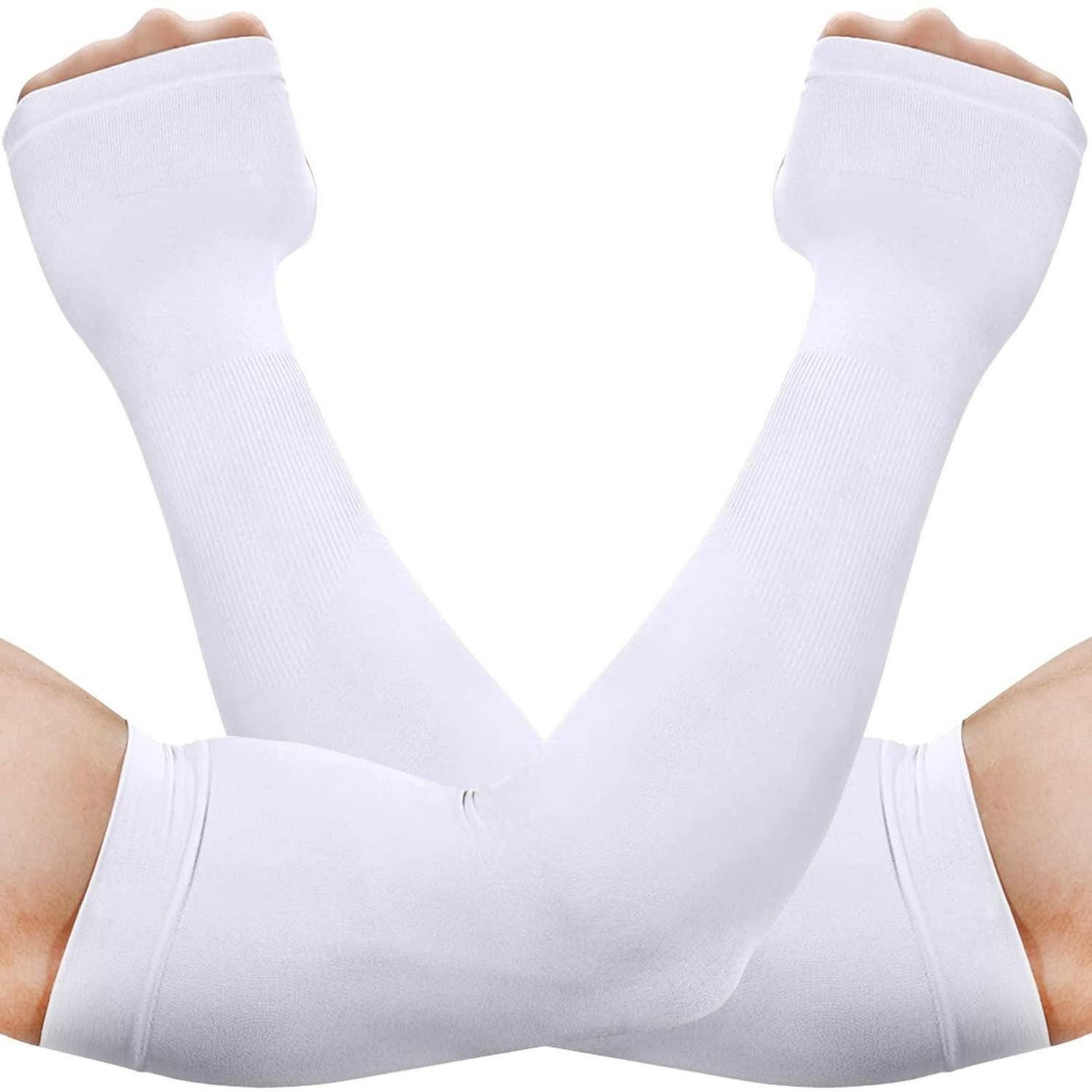 LuxusKollektion Armlinge Arm Sleeves Kühlend UV-Schutz Weiß 1 Paar